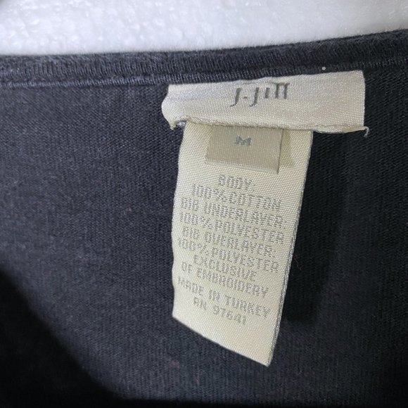 J. Jill Size Medium Black Embroidered Floral Top - Picture 2 of 8